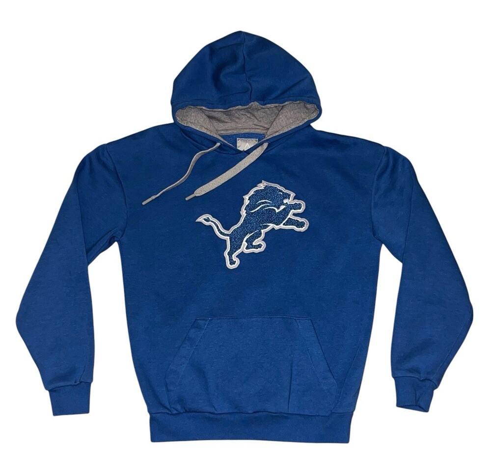 Detroit Lions Hoodie Sweatshirt by Antigua Embroidered Blue Men’s Small NFL